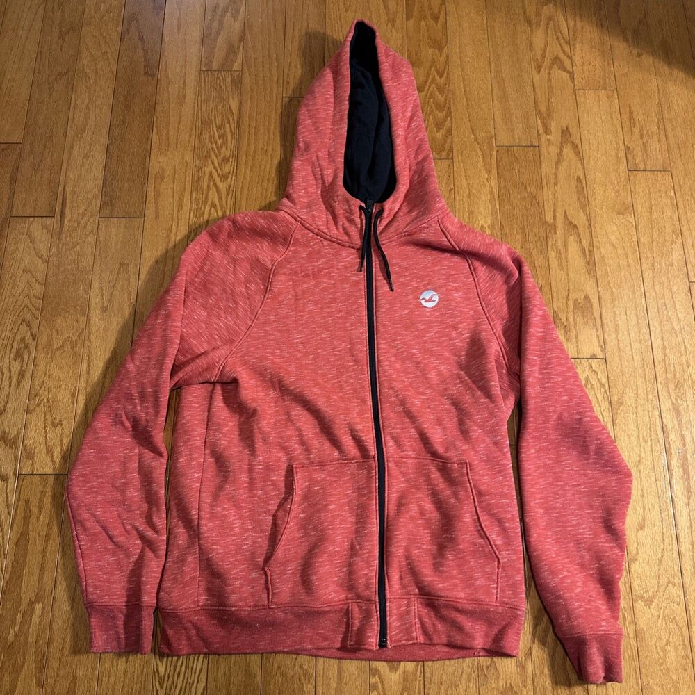 Hollister Jacket Womens Extra Large Red Full Zip Lightweight Long-Sleeve Hood
